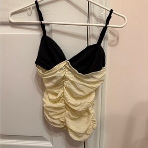 Black and Cream Ruched Camisole